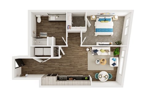Floor plan for 1 bed, 1 bath, 824 sqft